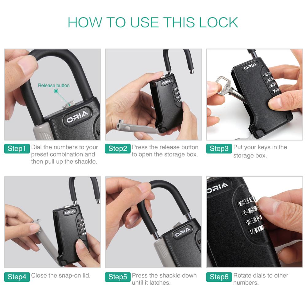 ORIA Home Lock Box 4 Digit Combination Key Storage... – Vicedeal