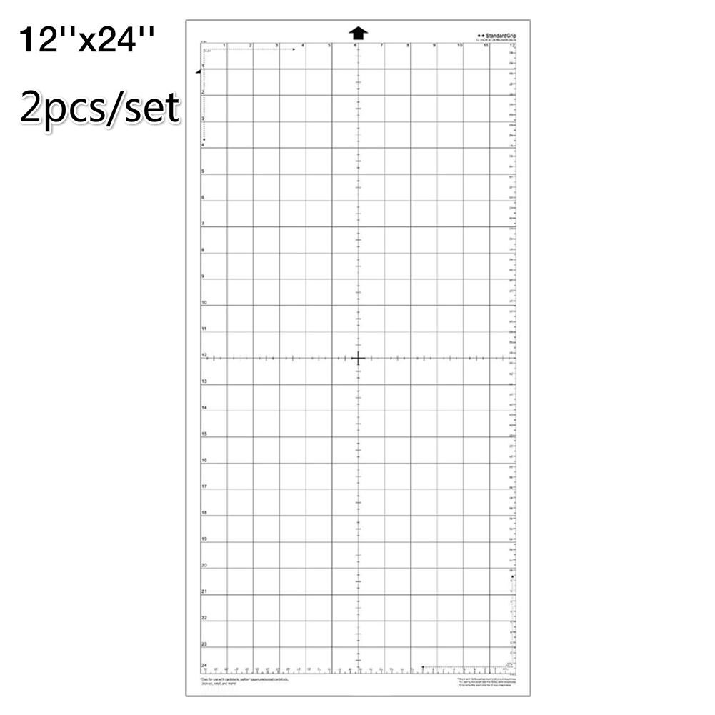 2 stk erstatningsskæremåtte gennemsigtig klæbende måttepude med målegitter 12*12- tommer til silhouette cameo plotter maskine: 2 stk. 12 x 24 tommer