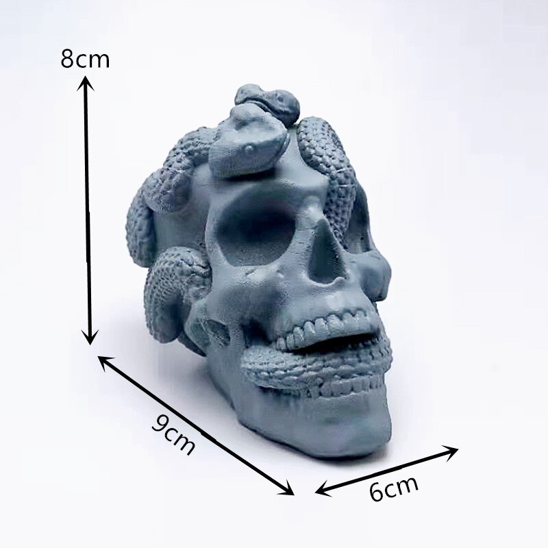 Large Double Snake Skull Silicone Mold DIY Making Plaster Resin Model Halloween Decoration Tool Fudge Ice Chocolate Cake Tool