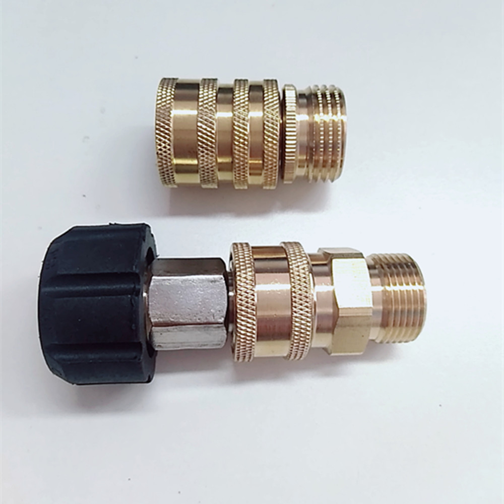 Hnyri 2 stk høytrykksvasker adaptersett  m22 hann med 14mm or 15mm svinger for hurtigkobling 3/8 & #39 ;& #39 ;  or 1/4 &quot; dyse med hurtigutløser