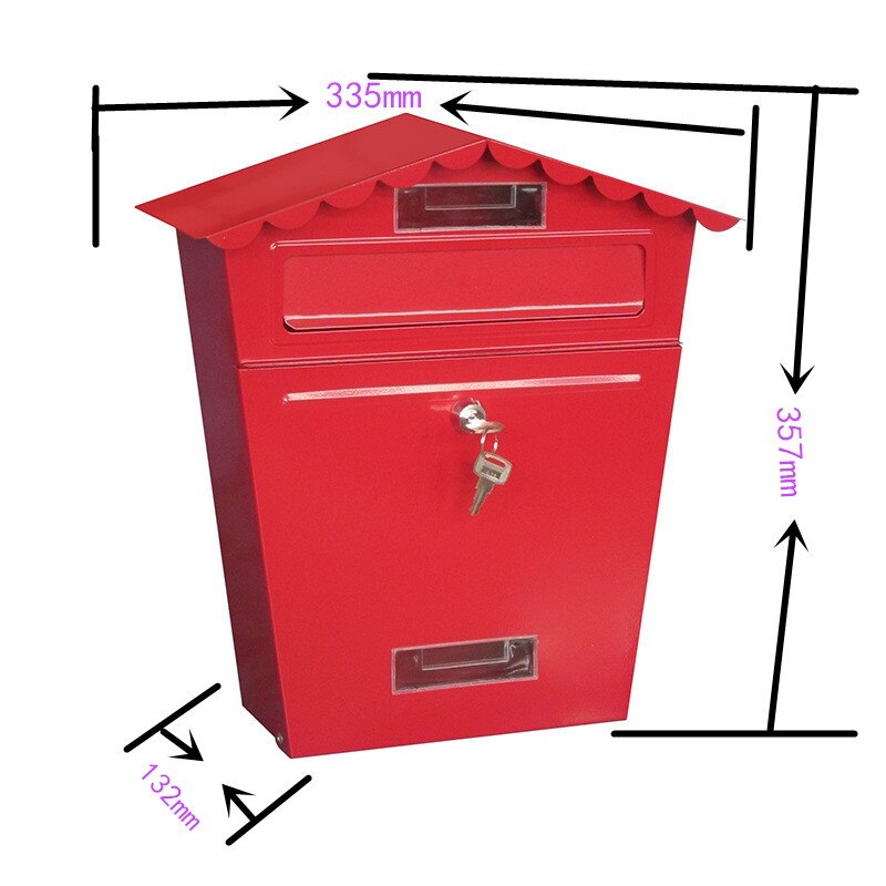 Rainproof Suggestion Box Letter Box Lockable Secure Metal Postbox Wall Mounted Newspaper MailBox Garden Ornament