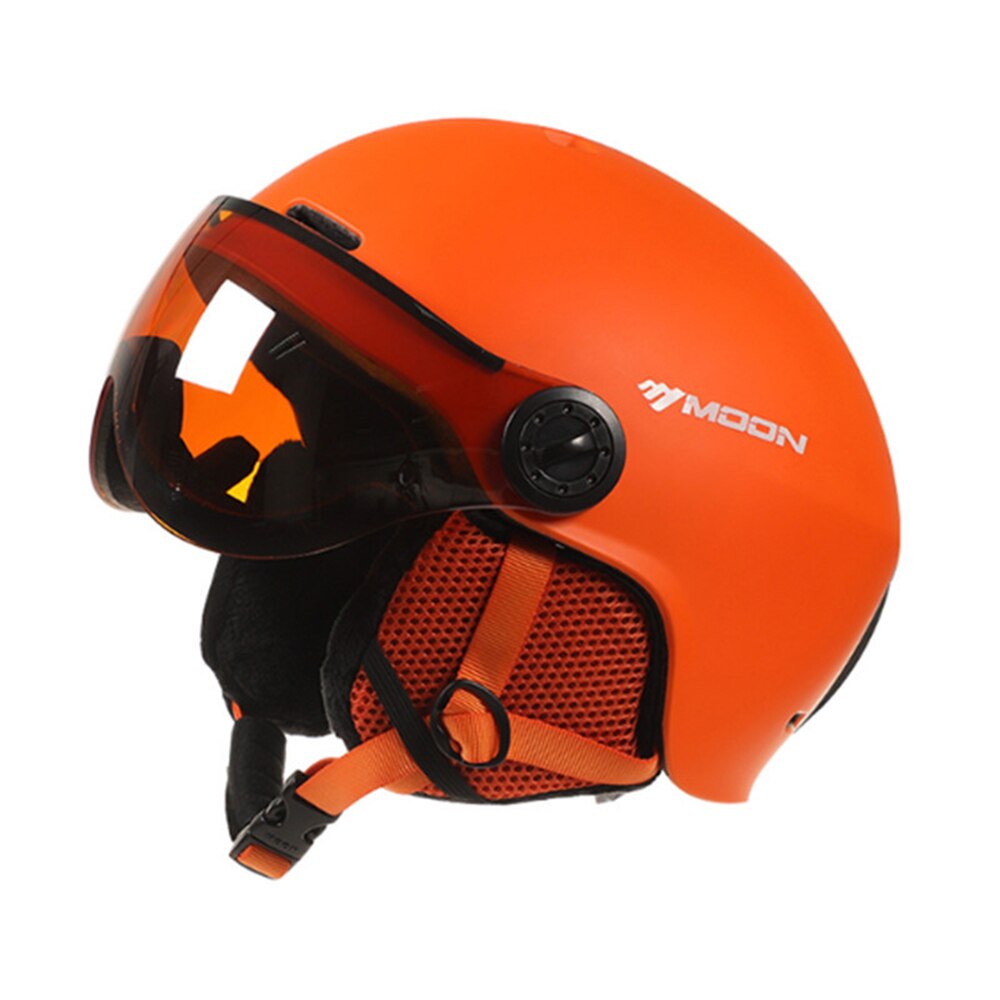Casco de esquí con visera para mujer, hombre y niño, gafas con visera PC + EPS, para esquí, Snowboard, moto de nieve: Naranja