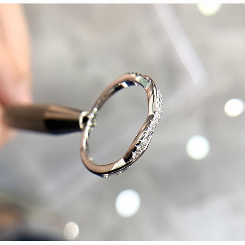CC Simple Rings For Women Solid 925 Sterling Inlay Twisted 2.6mm Cubic Zirconia Bridal Wedding Jewelry CC1613