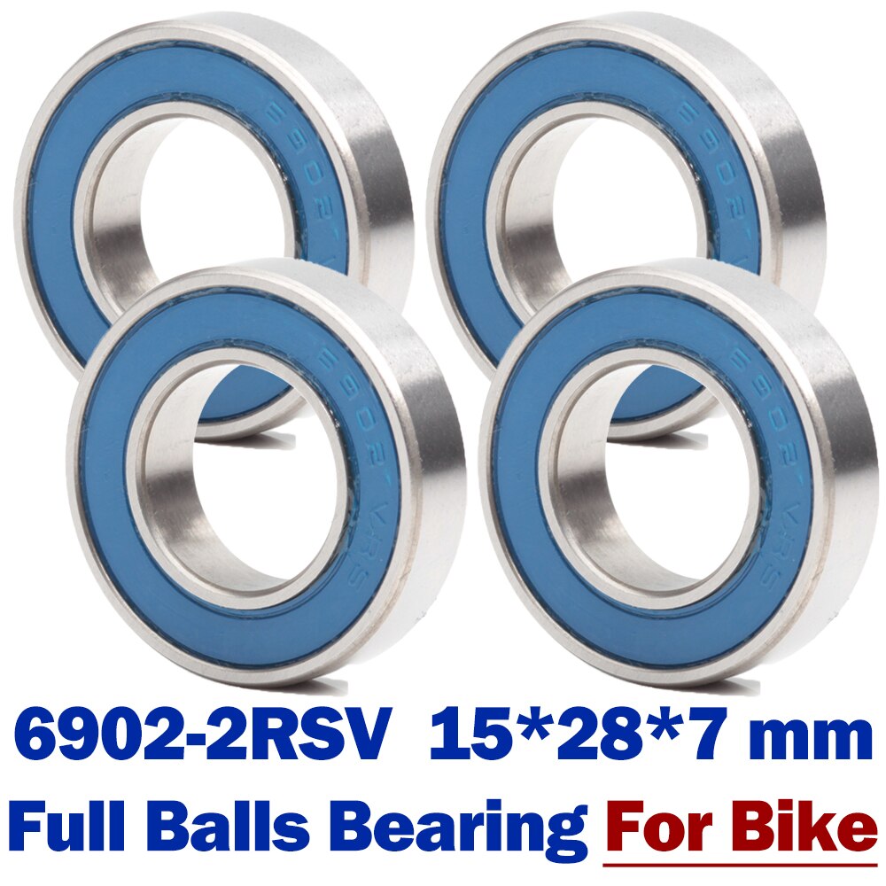 Rodamientos 6902 VRS MAX 15*28*7mm ( 4 Uds.) pivote de bicicleta de acero cromado azul sellado con grasa 6902LLU, rodamiento de bolas completo de carro
