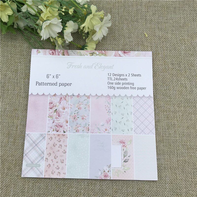 24 sheet 6&quot;X6&quot;the think spring patterned paper Scrapbooking paper pack handmade craft paper craft Background pad