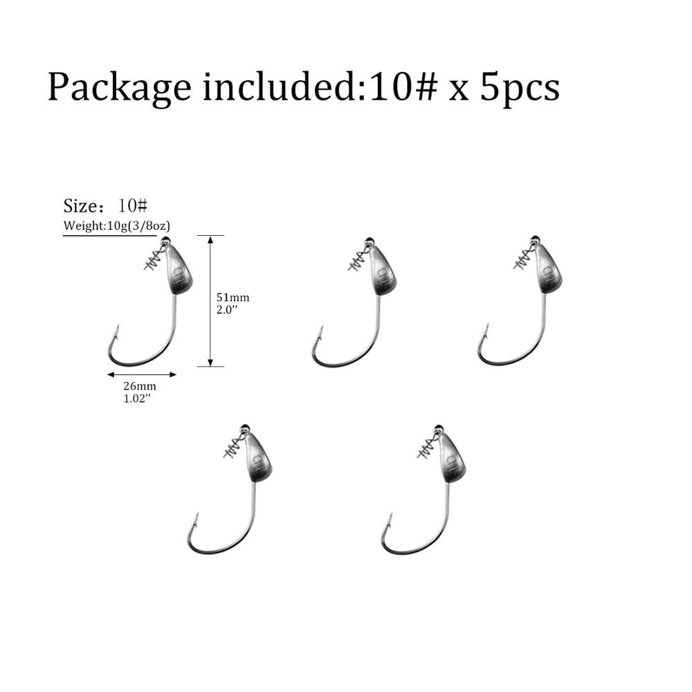 5 stücke Blei Jig Kopf Angelhaken 3,5g 5g 7g 10g 15g 18g 21g Schraube Jig Haken Angelgerät Jigköpfe Angelhaken Mit Spirale Schraube: 5pcs 10g