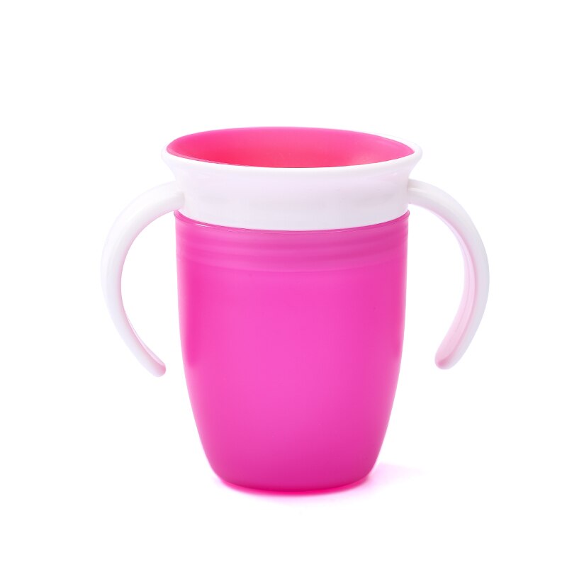 1PC 360 Degrees Can Be Rotated Baby Learning Drinking Cup With Double Handle Flip Lid LeakProof Child Water Cup Bottle 240ML: C