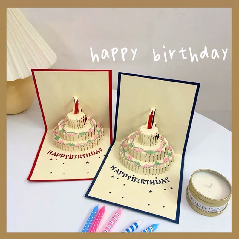 Three-dimensional Birthday Card 3D Pop-up Greeting Cards Happy Birthday Postcard Party Wedding Decorations Girl