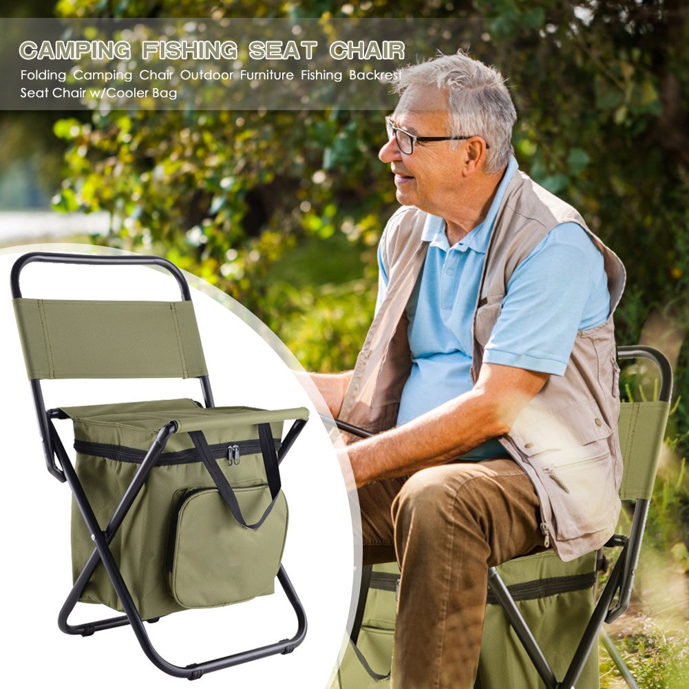 eSituro Opvouwbare visstoel, ultralicht, draagbaar, met tas, vissen, wandelen, reizen, picknick, belasting 110 kg, zwart oranje (1 stuk