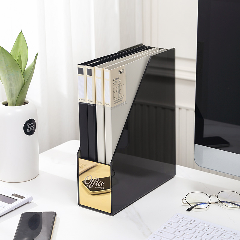 Organizador de escritorio para documentos, soporte acrílico antigolpes, caja de almacenamiento para casa, oficina, libros, documentos, estuche de lápices, estante, organizador de papelería