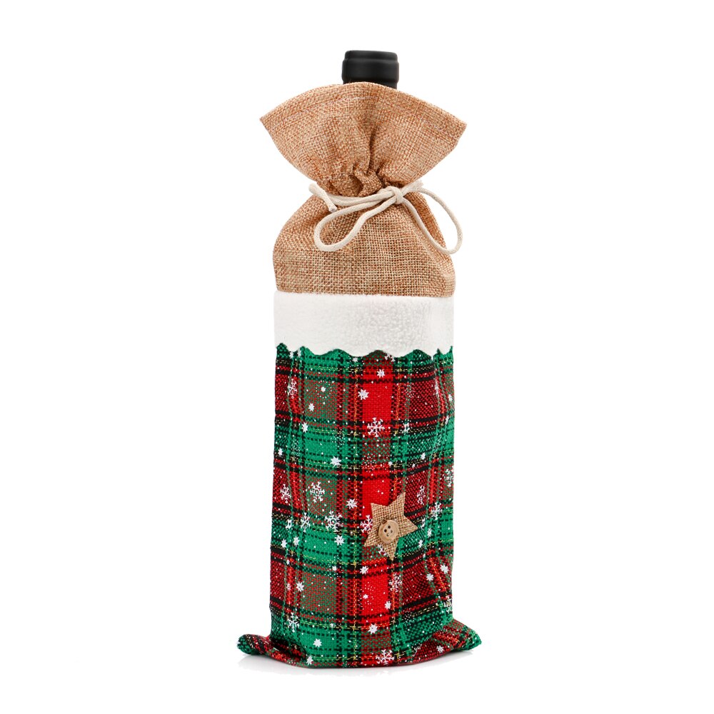 Julemanden rudolf juletræsflaske tøj vinflaske taskeovertræk til hjemmet xmas spisestue dekoration juledekoration: En stjerne