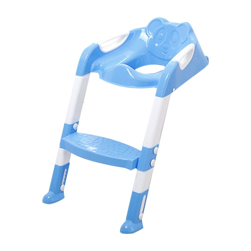 Sammenklappeligt børnesæde med stigeovertræk pp toiletjusterbar stol tisse træning urinal siddepladser til drengepiger: Blå