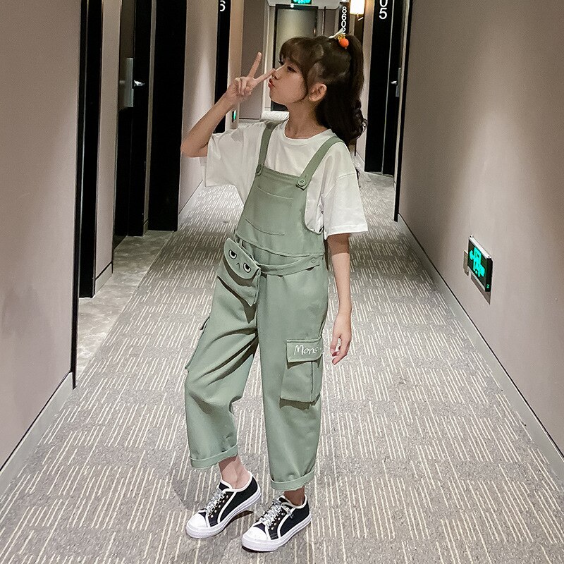 Keväiset söpöt lasten haalarit housut tytöille persoonallisuus tyttövauvan farkkuhousut löysät tyttöjen henkselit housut,  #8330