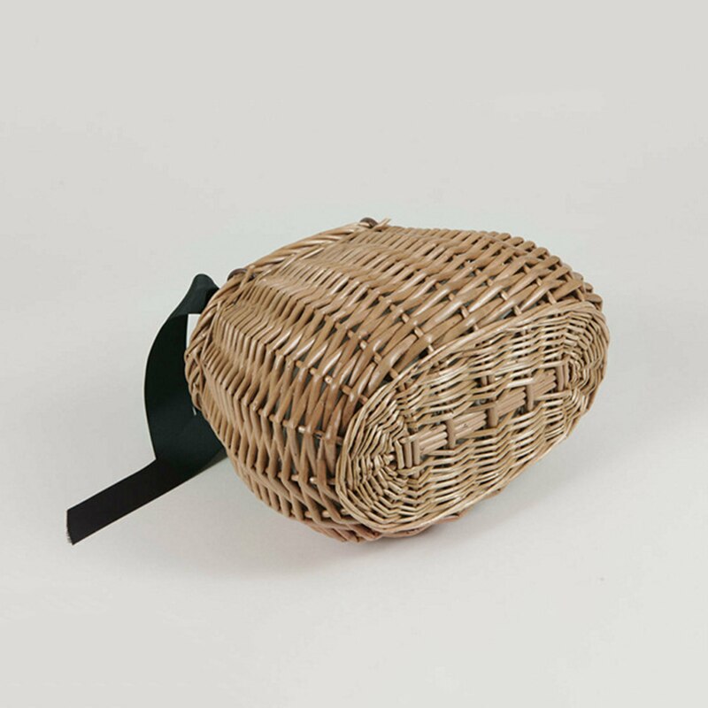 Vintage Literarischen Elliptische Handarbeit Gewebt Tasche Wicker Handtasche Retro Sommer Frauen Stroh Strand Taschen BS88