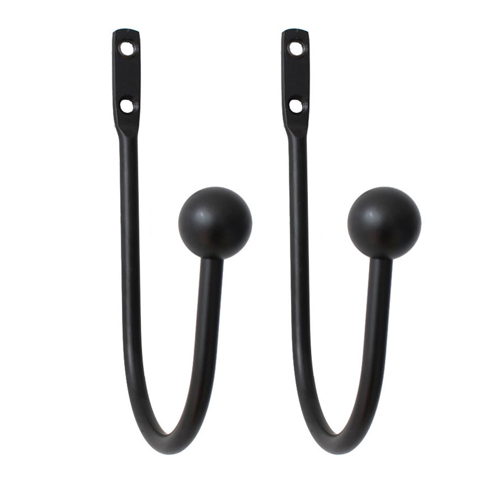 2Pcs U-shaped Round Curtain Hooks Window Wall Decoration Hanger Home Suppliers Metal Tie Tassel Arm Hook Hook Buckle Holdbacks: Black