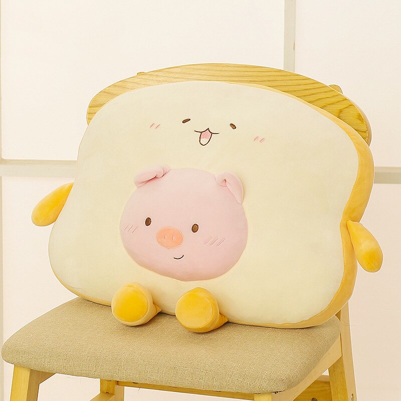 Peluche de toast en forme d'animaux, dessin animé mignon, grenouille, cochon, ours, pain, coussin, poupée douce, jouet pour enfant, d'anniversaire pour bébé fille: Rose