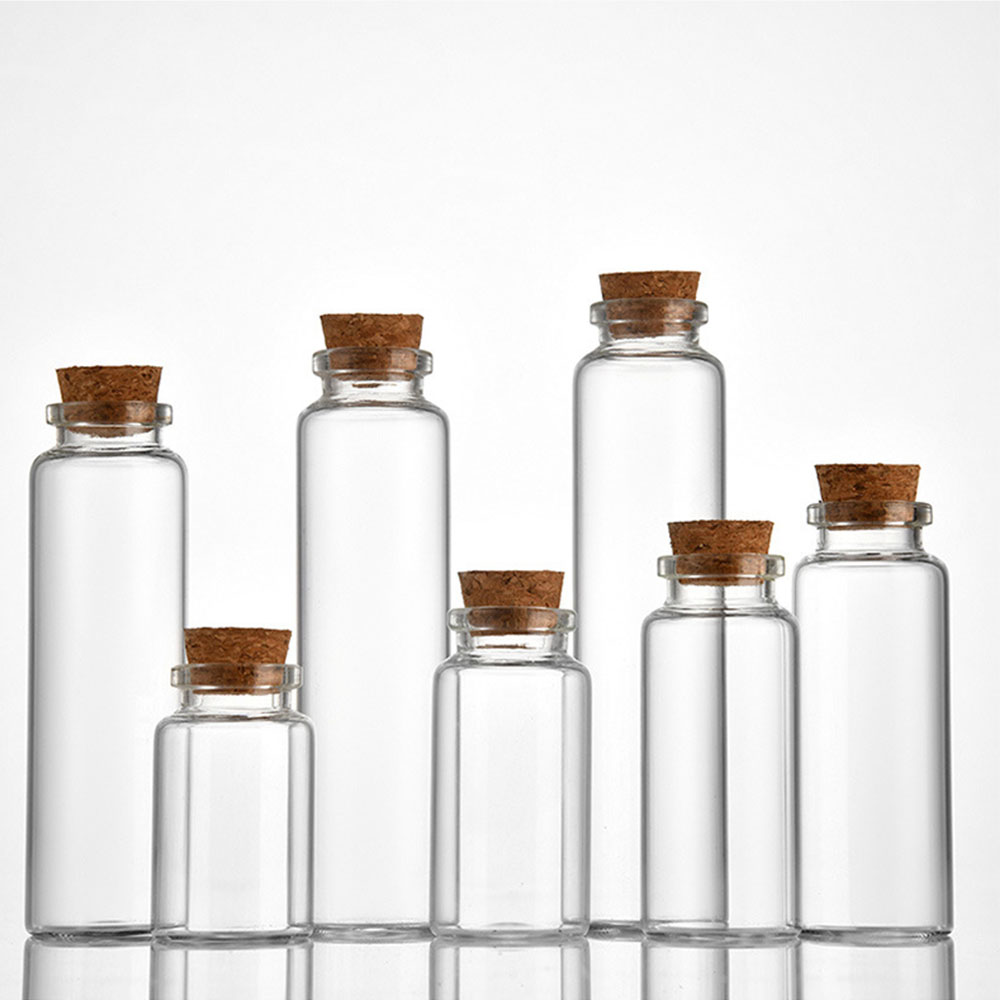 30 stk. 5ml 10ml 20ml 30ml 50ml klare glassflasker med korkpropper, ønskeflaske med melding, tom glassampulle, gjør-det-selv-dekorasjon