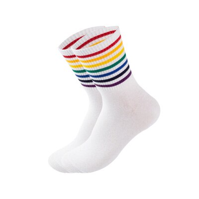 Calcetines de algodón con estampado de arcoíris para mujer, medias coloridas de , cálidas e informales, ropa lgbt, 1 par, Otoño e Invierno: 1