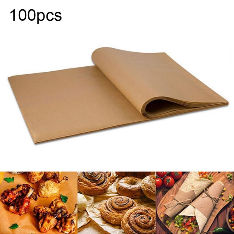 100PCS Parchment Paper Sheets Precut Unbleached Baking Baebecue Pad Paper Non-Stick Food Grade Environmental Baking Tools