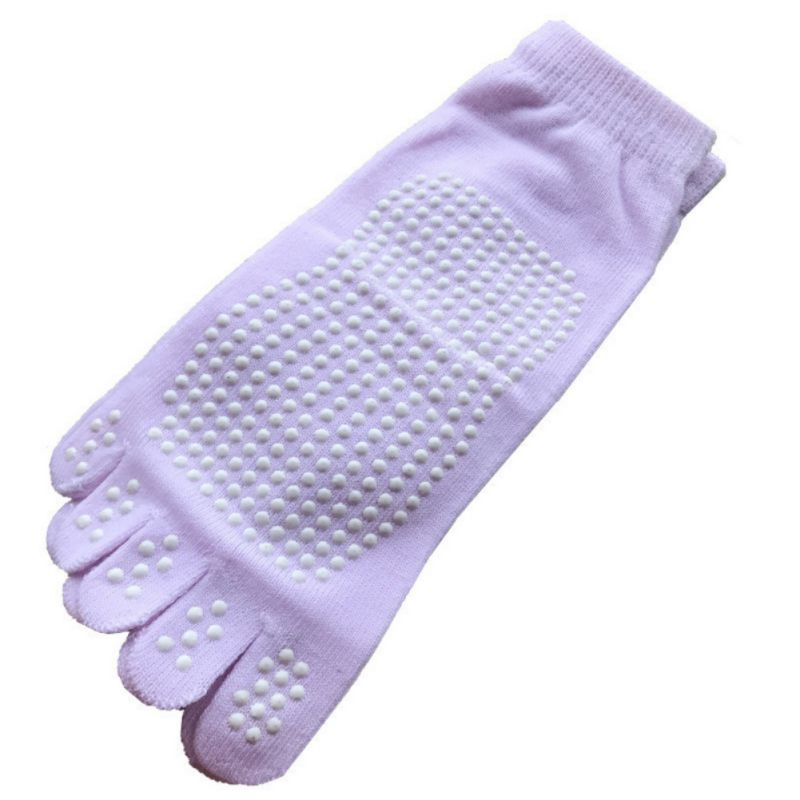 1 Paar Vrouwen Sport Yoga Sokken Vijf Tenen Slipper Anti Slip Sokken Pilates Ballet Hak Dans Compressie Pilates Sokken Sportkleding: Lavender Purple