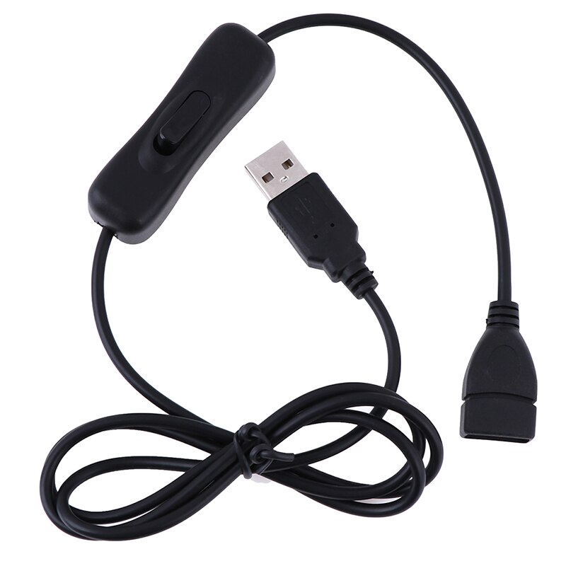 Kabel USB z Przełącznikiem ON/OFF - Mini-USB Męski na Żeński - 1m Czarny: 1m z przełącznikiem
