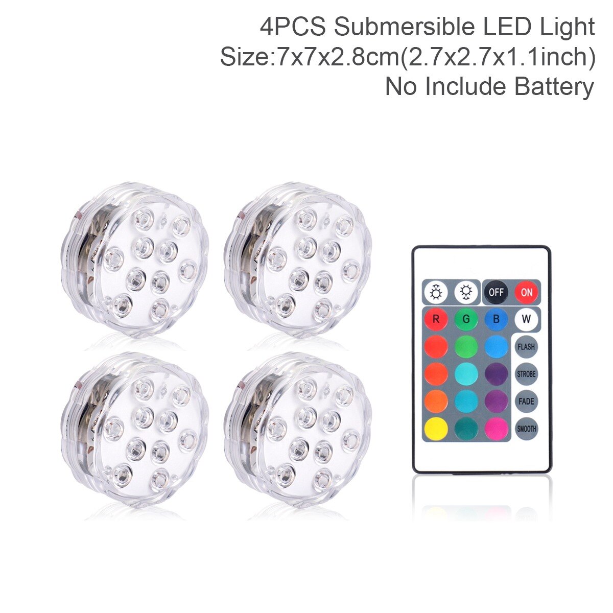 10 Led Remote Controlled Rgb Submersible Licht Waterdicht Vissen Onderwater Lamp Outdoor Zwembad Vijver Verlichting: 4 Lights