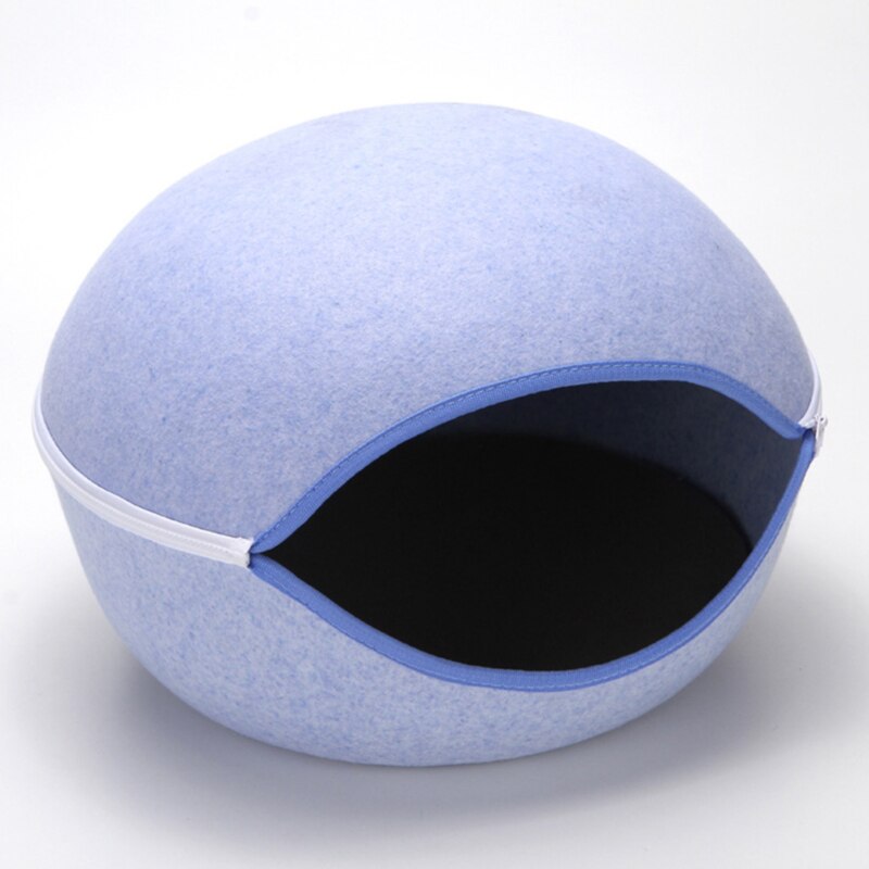 Creativo sveglio Forma di Uovo Cuccia del Gatto Sacco A Pelo con Cerniera Inverno Caldo animale domestico Casa Tutto Intorno Gatto Nido con Staccabile cuscino Zerbino: blu