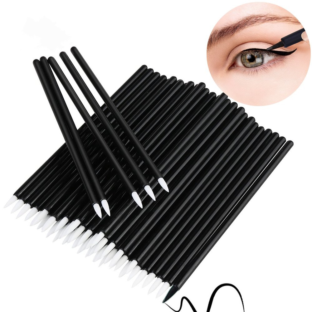 50 Stuks Wegwerp Eyeliner Brush Oogschaduw Applicator Fine Point Eye Liner Pennen Lip Liner Brushs Cosmetische Wands Make-Up Tool set