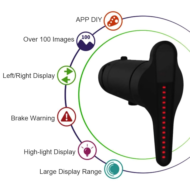 Smart LED Fahrrad Licht APP Fernbedienung DIY Muster Mountainbike Hinten Licht USB Recharegeable Rücklicht Radfahren Warnung Lampe