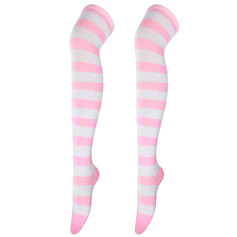 Calze a righe colorate Calzini sopra il ginocchio giapponesi Moda donna Mantieni caldi Soks Calze lunghe sottili sexy Calze a righe bianche nere: green
