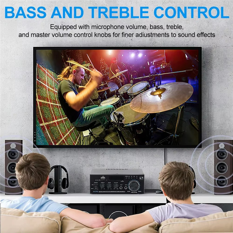 Wzmacniacz Cyfrowy AK45 Pro - 2.0 Kanały Audio Kino Domowe - Dźwięk Hi-Fi Bluetooth - Wtyczka UE