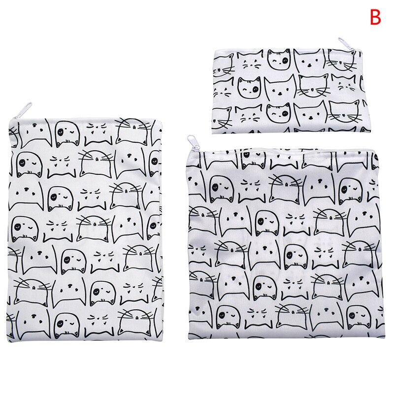 3 unids/set reutilizables bolsa impermeable pan Sandwich bolsa para campamento de la escuela.: B