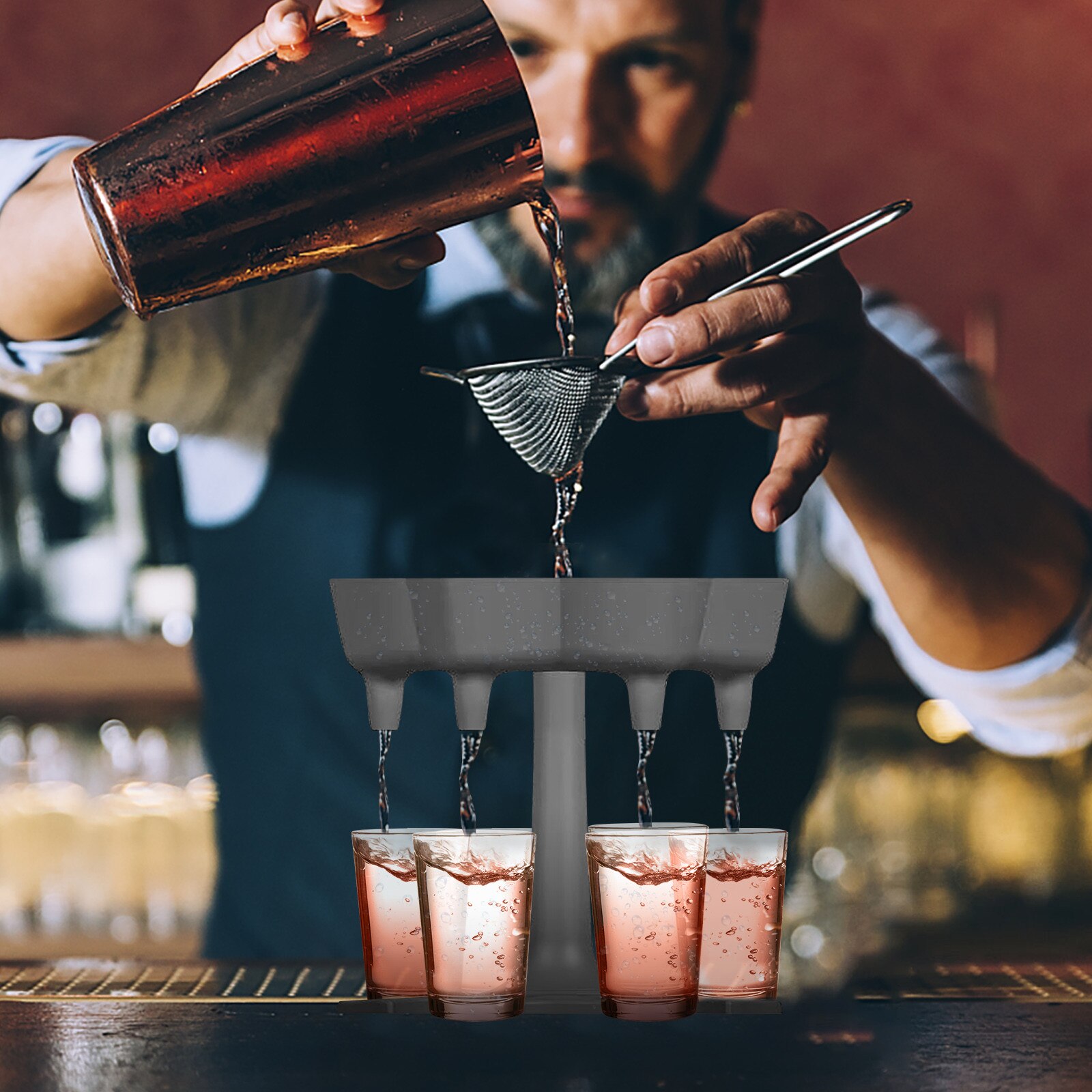 Bar Tool 6 Shot Glass Wine Dispenser Holder Dispenser For Filling Liquids Shots Dispense bar Accessory #10