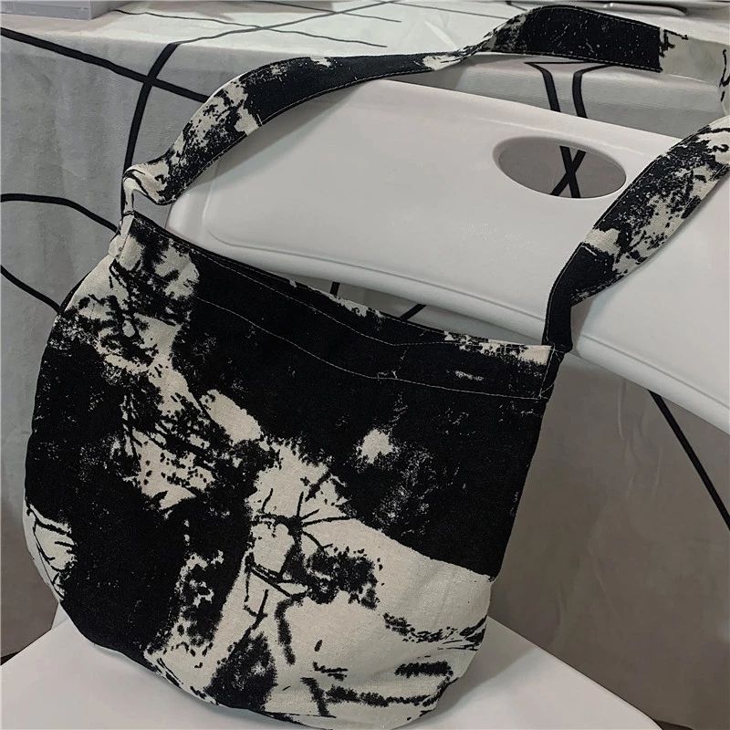 Boodschappentassen Vrouwen Afdrukken Vintage Schouder Canvas Tas Cross-Body Harajuku Retro Grote Capaciteit Shopper Dagelijks Hasp Pouch Leisure