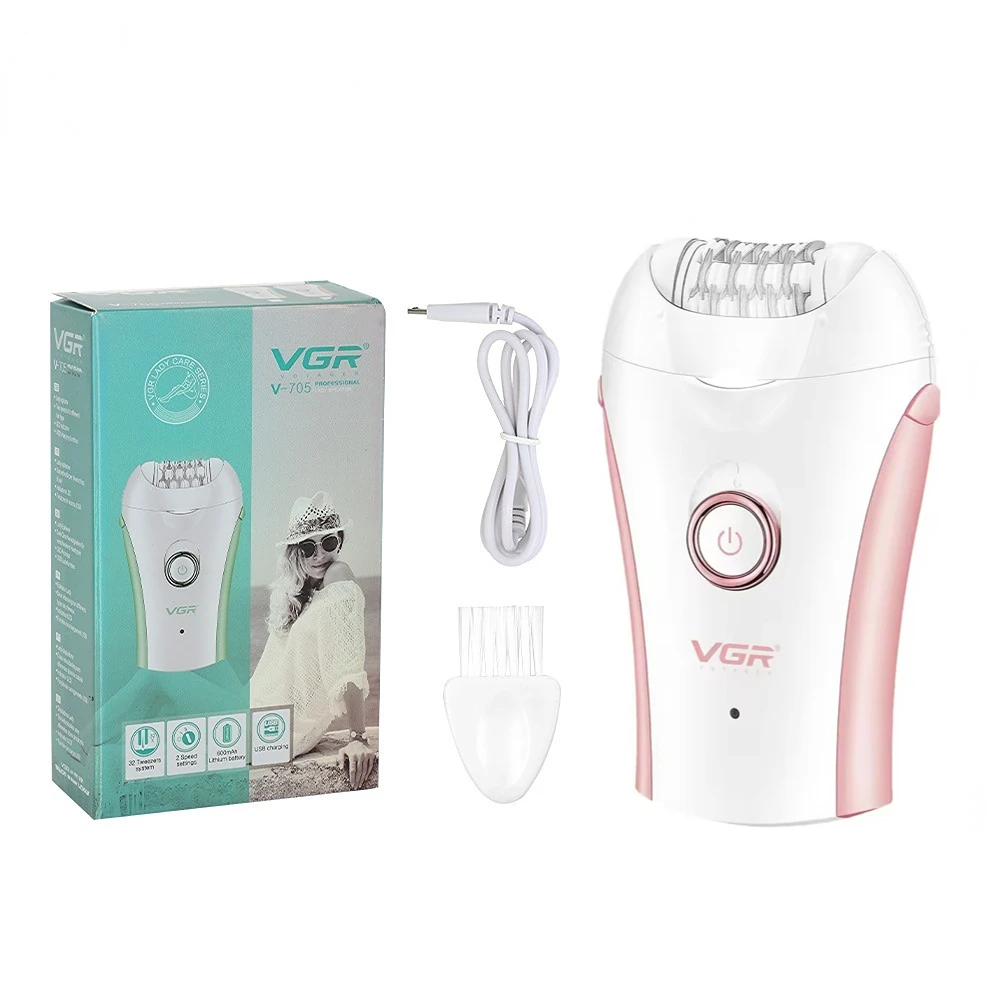 VGR epilateur visage pour femme epilateur electrique femme brosse cheveux femme Épilation Épilateur Électrique Corps de jambe Rechargeable Aisselles Portatif Deux vitesses Épilateur pour femmes V-705: Or