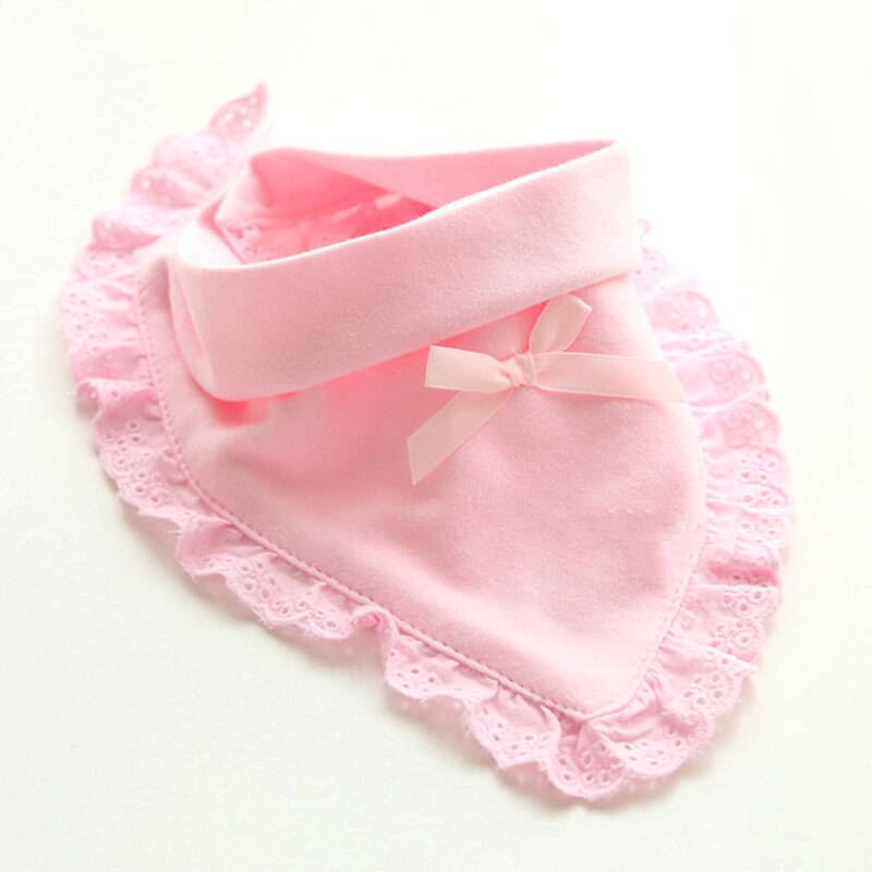 2020New Cotton Lace princess Baby Slabbetjes Bowknot Burp cloth toddler Bibs Pink White Girls Lovely Infant Saliva Towels Bibs: triangle pink bibs