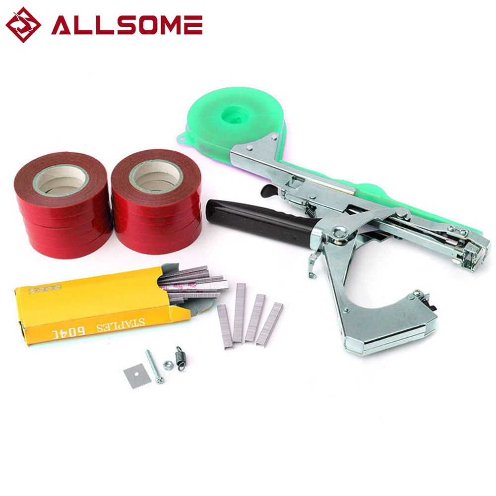 Allome Koppelverkoop Machine Plant Tuin Plant Tapetool Tapener 10 Rolls Tape Set Voor Groente, Druif, Tomaat, komkommer, Peper Bloem