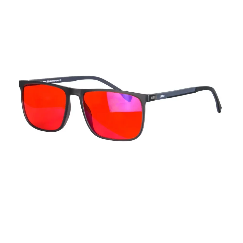 Óculos bloqueadores de luz azul SHINU com lentes vermelhas protegem seus olhos de tensão digital Óculos de bom sono Homens Lente de olho vermelho: Dourado