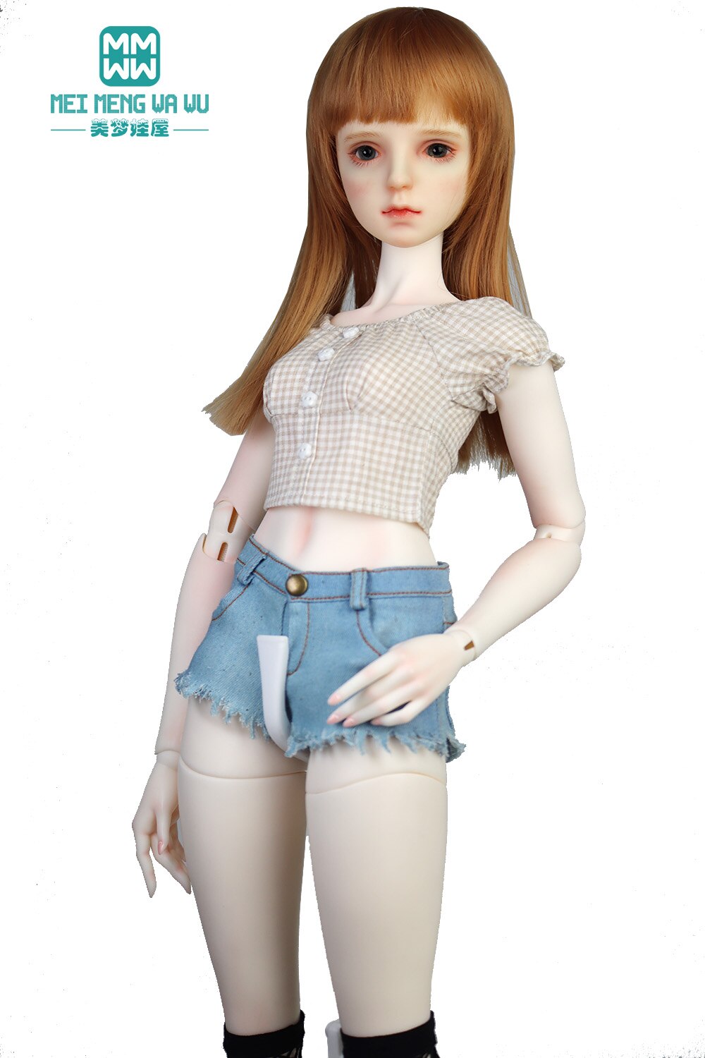 Se adapta a muñecas BJD SD DD de 58-60cm, 1/3, ropa, juguetes, muñeca articulada, camisa a cuadros, jeans, para niña
