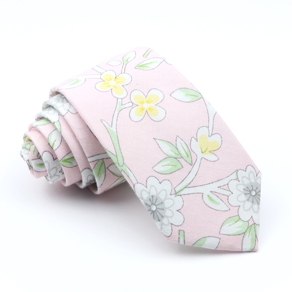 Cotton Floral Tie For Men Women Skinny Print Necktie For Wedding Casual Man's Neckties Classic Suits Flower Cravat
