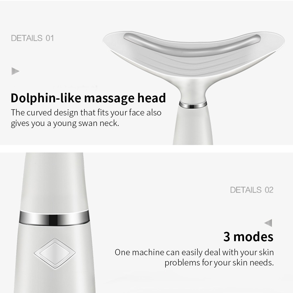 3 Colors LED Photon Therapy Neck and Face Lifting Tool IPL Vibration Skin Tighten Reduce Double Chin Anti-Wrinkle Remove Device