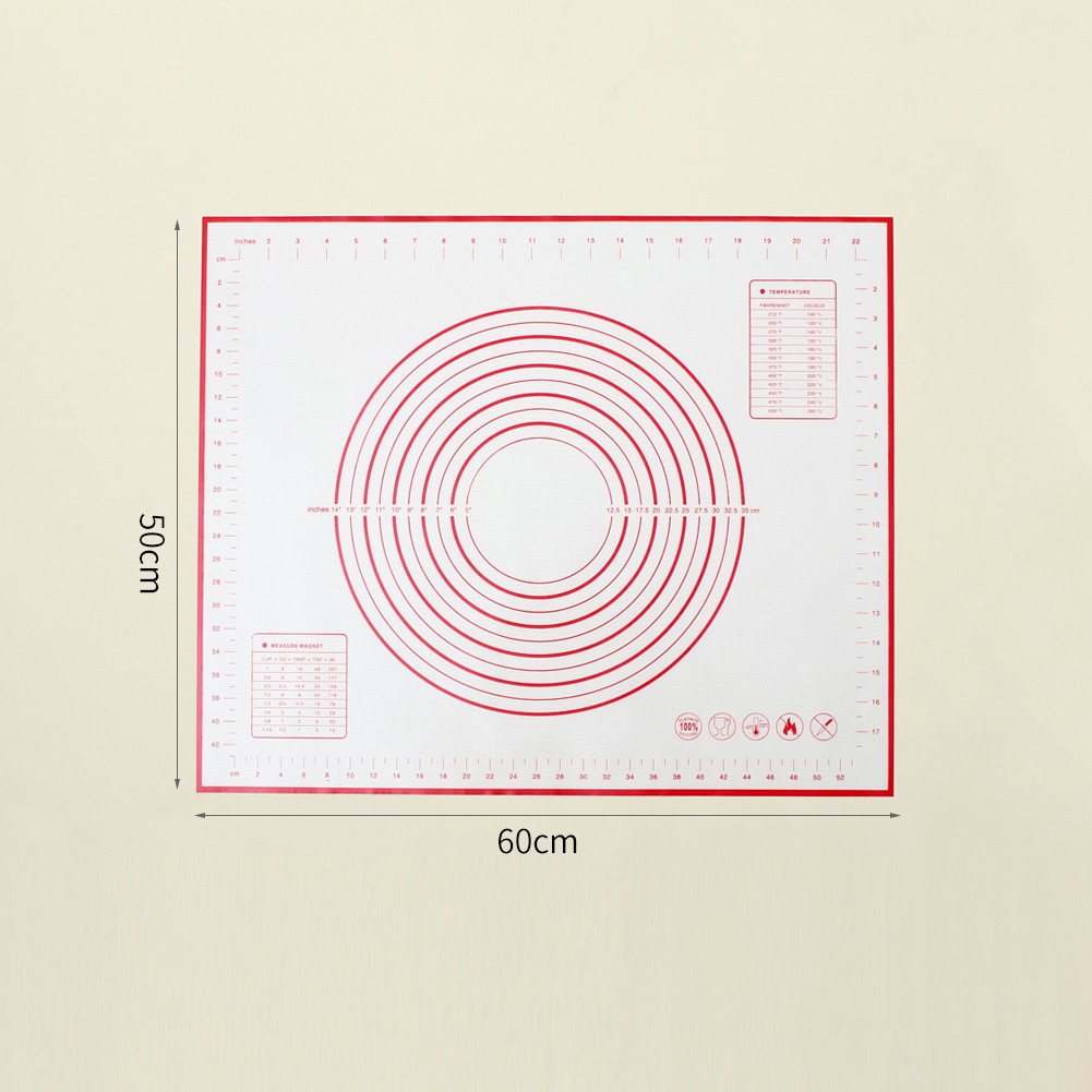 Mata do wyrabiania ciasta mata silikonowa do pieczenia Pizza ciasto Maker ciasto kuchnia łopatka grillowa gadżety pieczenia maty stołowe podkładka: 50x60cm Red