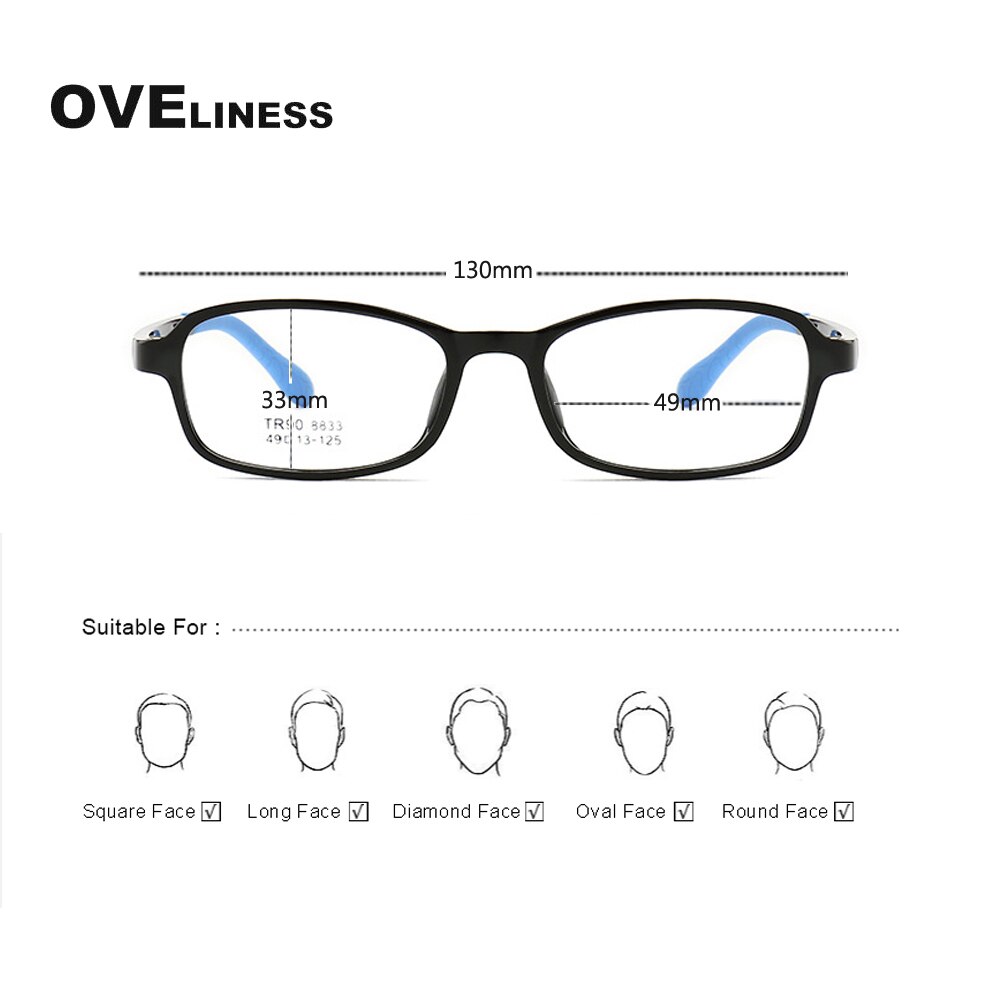 Myopia Optical Children Glasses Frame boy girl Solid TR90 Diopter Transparent Prescription Kids Glasses Flexible Soft Eyewear