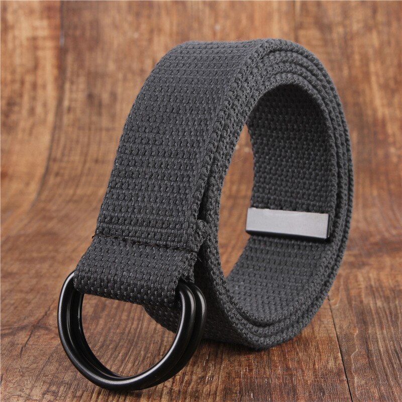 cinturón de lona para hombres jóvenes lona doble anillo hebilla Simple salvaje cinturón vaquero hombres mujeres