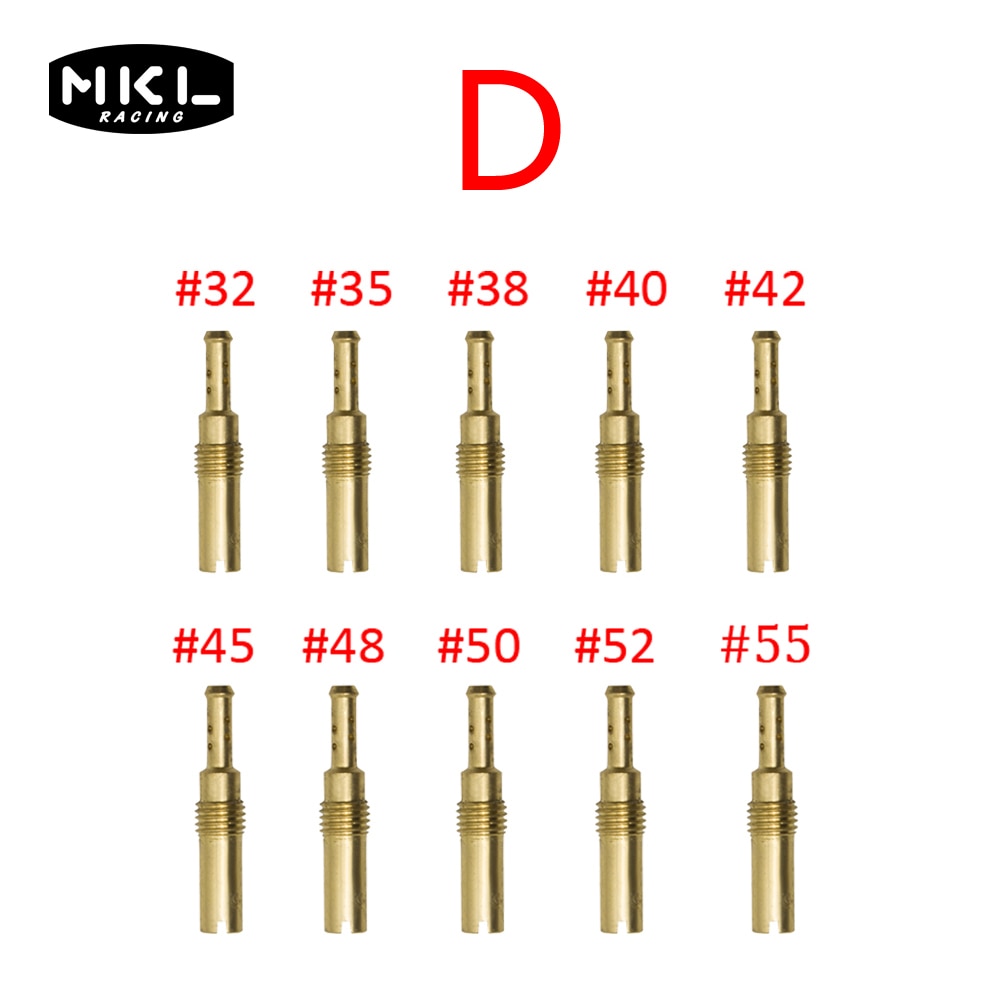 10 Uds carburador de la motocicleta Jet principal Kit lento/piloto de Jet toberas de los inyectores principales para PWK PE Mikuni OKO Park KOSO carbohidratos: D
