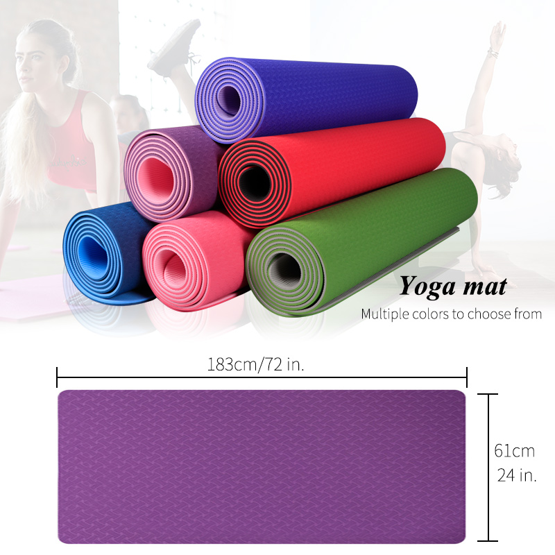 6mm Yoga Mat - 183x61cm - TPE - Non-slip, High Resilience - For Fitness, Pilates, Beginners