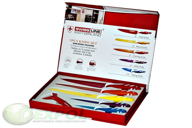 5 CUCHILLOS + PELADOR SUIZOS SWISS LINE CERÁMICA Y ACERO INOX-NUEVOS