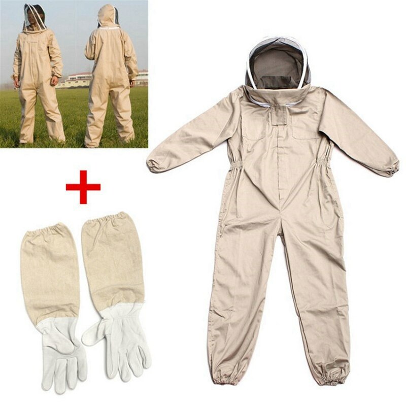 Ventilated Full Body Beekeeping Bee Keeping Suit with Leather Gloves