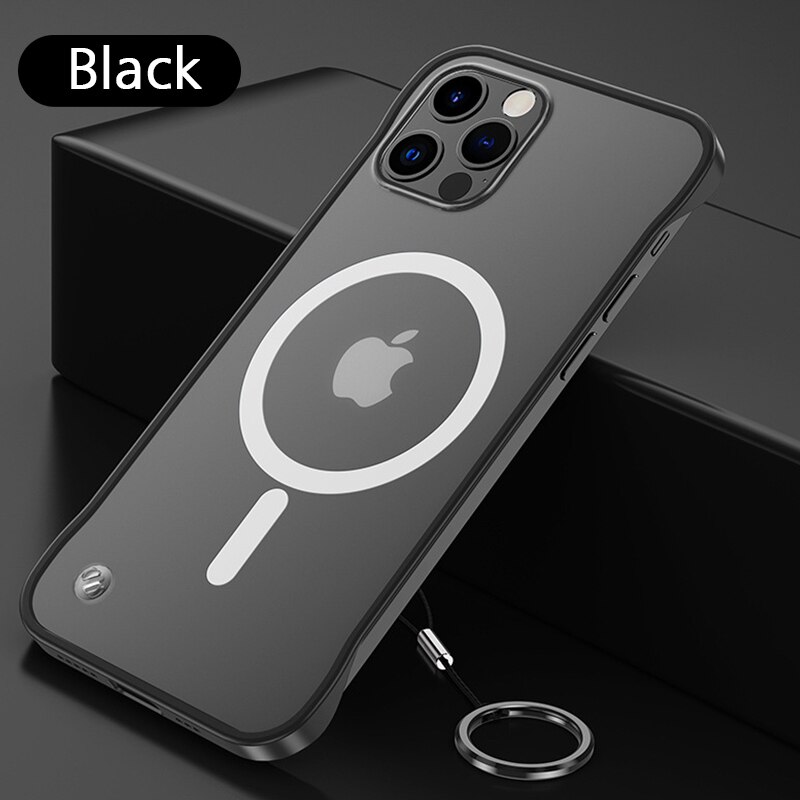 Magnetic Wireless Charging Case For iphone 12 Pro Max Ultra thin No Bumper with No Fingerprint Matte Back Cover 12 mini: For i12 Pro Max / Black