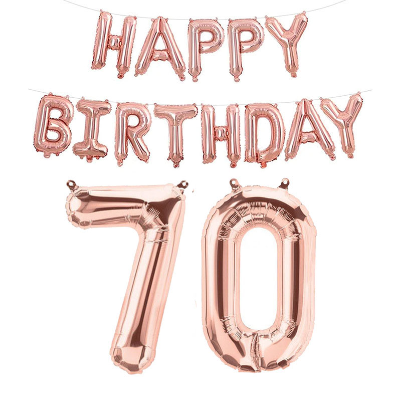 Globos de aluminio con números de feliz cumpleaños de oro rosa, decoraciones para fiestas para niños y adultos, niño y niña 10 11 14 15 18 25 30 35 40 50 60 70 años
